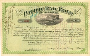 Pacific Railroad of Missouri - Stock Certificate